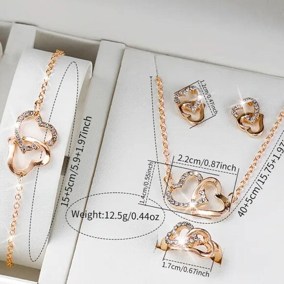 New 6pc Quartz Watch Golden in Color with Necklace, Bracelet Earring & Ring Set - Picture 7 of 7